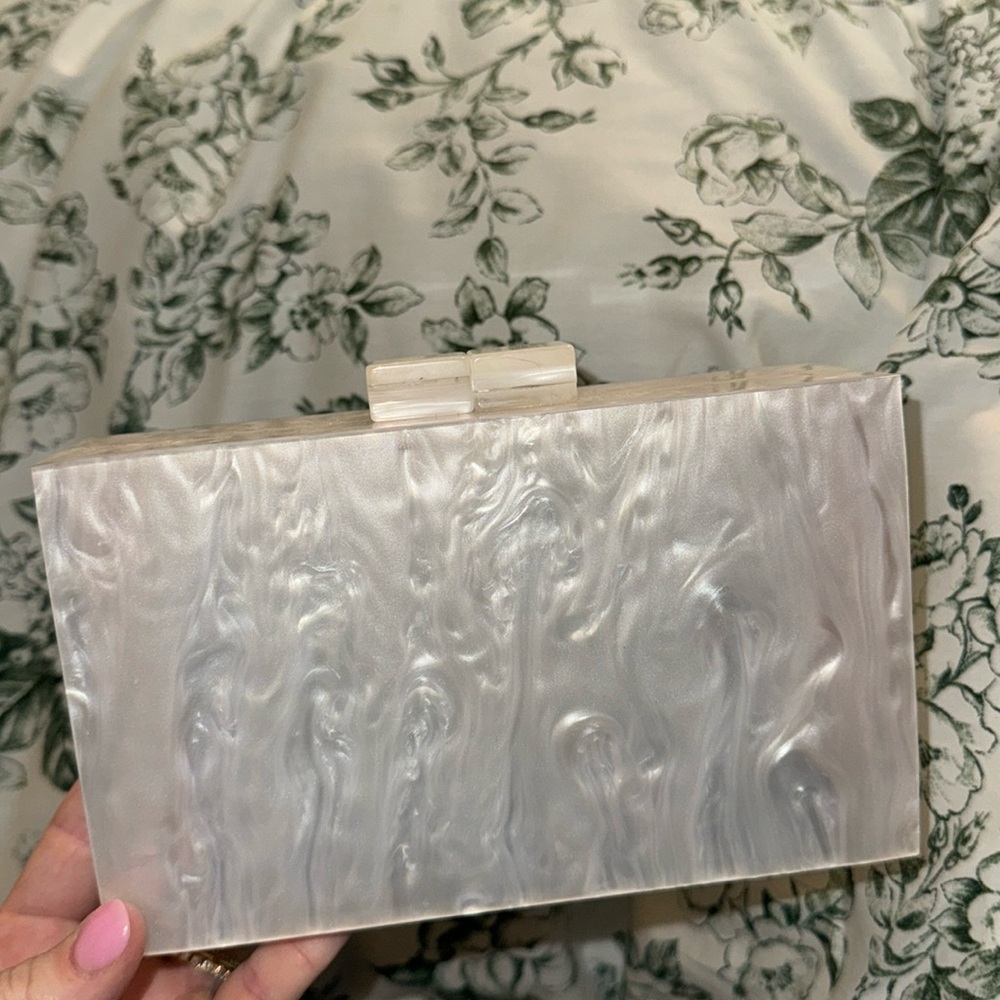 White bridal clutch purse